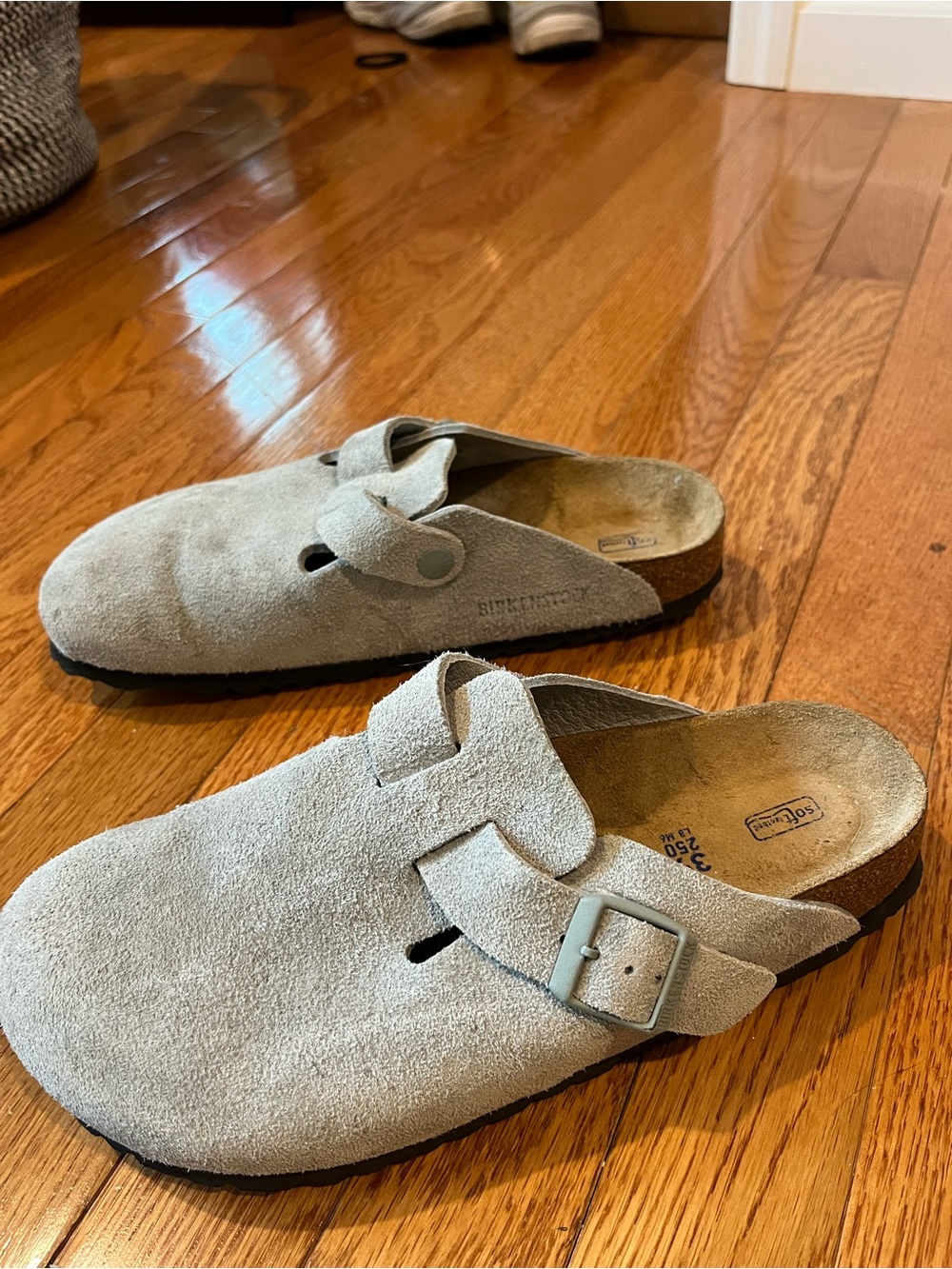 Birkenstock Boston Clog Soft Footbed
in Suede Leather, "Pure Sage" colorway - Picture 2 of 7